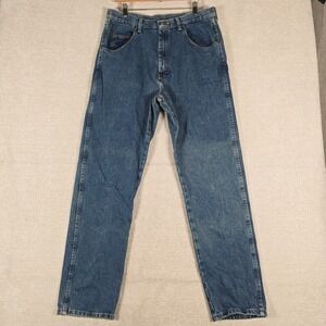 Old Mill Mens Straight Leg Blue Denim Jeans Medium Wash 36x34 Fits 34x34